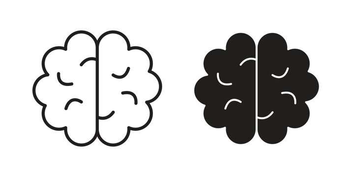Brain icons, Line vector. solid symbol set