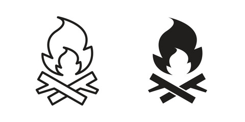 Campfire icons, Line vector. solid symbol set