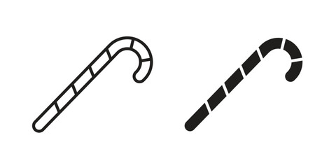Candy Cane icons, Line vector. solid symbol set