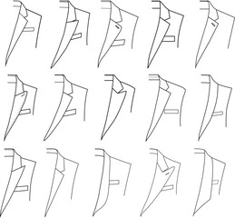 Men&rsquo;s Blazer Lapel Designs Vector Set | Suit Collar Styles Illustration | Fashion Flat Sketch
