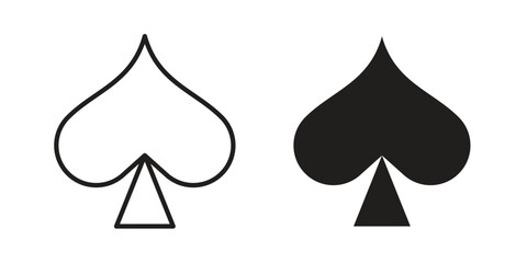 Card-spade icons, Line vector. solid symbol set