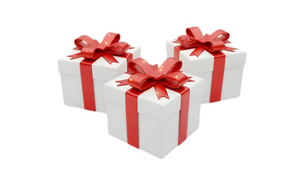 Obraz premium Festive Gift Box Collection: White Boxes with Red Ribbons for Seasonal Joy