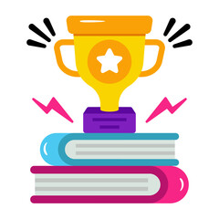 A flat design icon of trophy cup