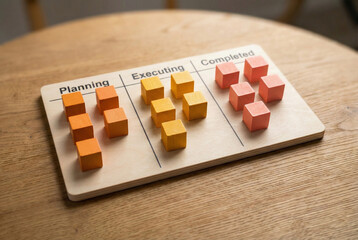 Wooden  letters alphabet, business, concept, toy for AI