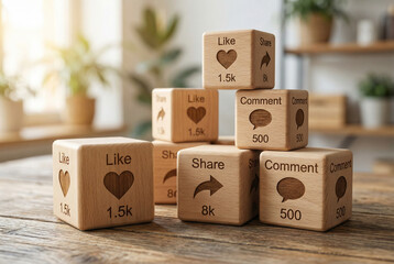 Wooden  letters alphabet, business, concept, toy for AI