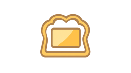 Cartoon illustration of bread slice with butter isolated on transparent