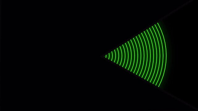 Sound wave vector isolated on black background. green realistic radar, signal, noise, sound vibration vector icons. Abstract sound waves for voice design,
