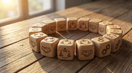 Wooden  letters alphabet, business, concept, toy for AI