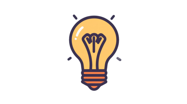 Cartoon lightbulb illustration on transparent background concept of idea - Powered by Adobe