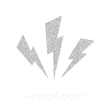 Halftone lightning bolt, lightening energy flash
