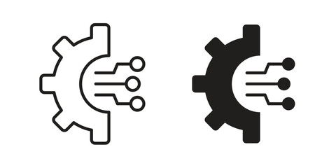 Digital transformation icons, Line vector. solid symbol set