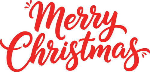 Merry Christmas handwritten text festive red calligraphy for holiday greetings and seasonal design isolated on white background