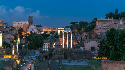 Ruins of Forum Romanum on Capitolium hill day to night timelapse in Rome, Italy © HyperlapsePro