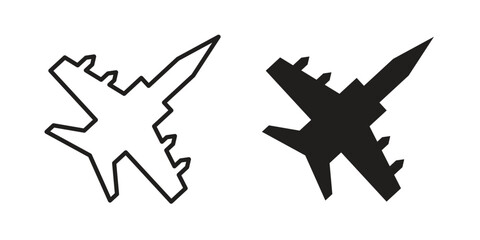Fighter jet icons, Line vector. solid symbol set