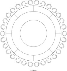 Architectural Round Banquet Table and 30 Chairs Layout. 4