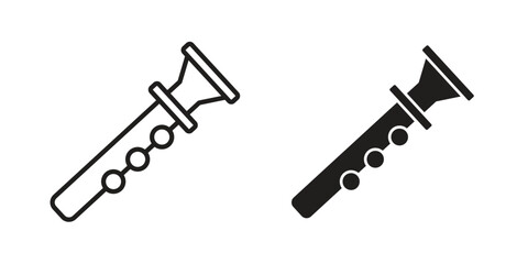 Obraz premium Flute icons, Line vector. solid symbol set