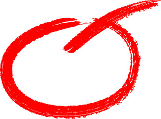 A bold red hand drawn circle with a trailing line against a black background
