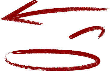 Abstract red brush strokes and swirls against a stark black background