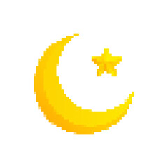 islam crescent moon in pixel art