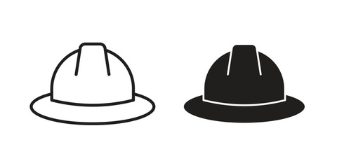 Hard hat icons, Line vector. solid symbol set