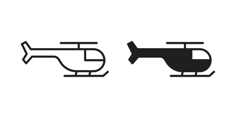 Helicopter icons, Line vector. solid symbol set