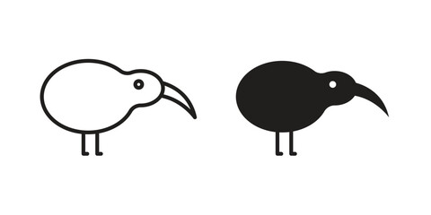 Kiwi bird icons, Line vector. solid symbol set