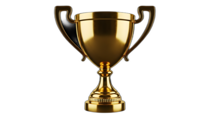 Golden trophy cup award victory achievement success prize championship competition winner recognition honor metal object on transparent background