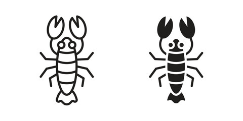 Lobster icons, Line vector. solid symbol set