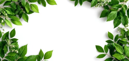 Fototapeta premium Nature Frame Concept: Vibrant Spring Foliage and White Space.