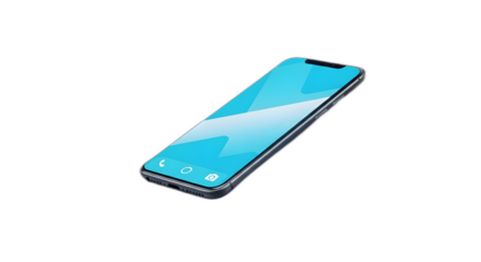 Smartphone mockup with blank screen for app presentation website design interface template display on transparent background