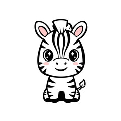 “A charming baby zebra drawn with soft rounded doodle lines and big expressive eyes in a clean minimalist style.”