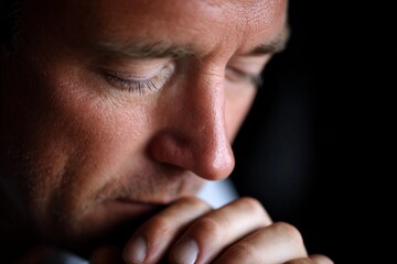Man with closed eyes deep in thought during a moment