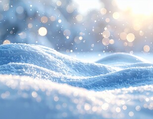 Winter Wonderland - Fresh Snowfall and Sparkling Bokeh in a Serene Landscape.