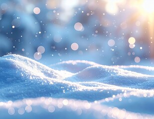 Winter Wonderland - Sparkling Snow Drifts and Falling Snowflakes in Golden Sunlight.