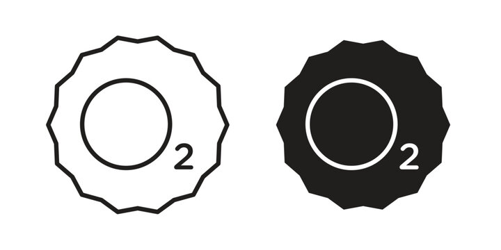 Oxygen O2 icons, Line vector. solid symbol set