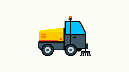 Street cleaning vehicle illustration in bright colors and modern style  
