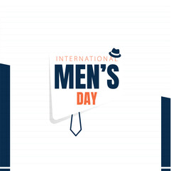 International Men's Day greeting card with classic hat and tie on white background