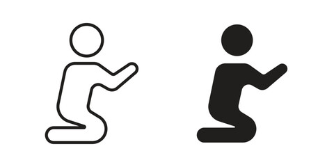 Person Praying icons, Line vector. solid symbol set