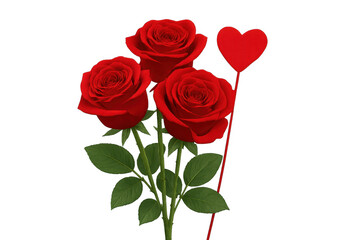 Fototapeta premium Three red roses and a heart for love celebration