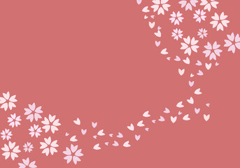 和カラーの桜の花びら背景イラスト
