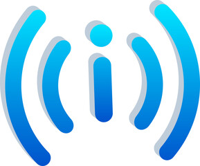 3D Alert Info Icon with Wireless Signal Rings Isolated on Transparent Background