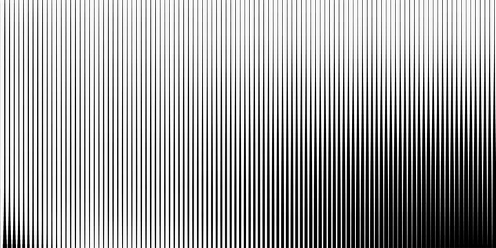 Halftone gradation stripes. Thin repeating line pattern with tonal fade. Minimalist linear backdrop for print layout and graphic use.