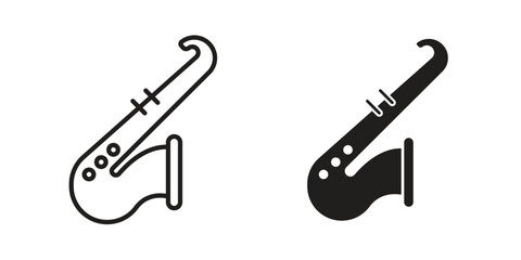 Saxophone icons, Line vector. solid symbol set