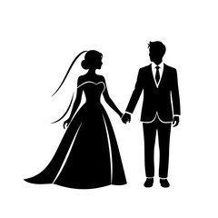 silhouette of bride and groom