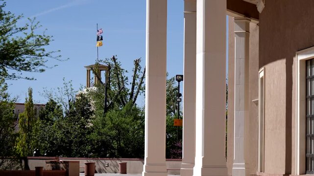 View of The Bataan Monument in Santa Fe from the Roundhouse, which is New Mexico&rsquo;s state capitol building