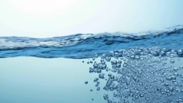 Submerged Bubbles: A captivating image reveals the serene depths of water, where a delicate interplay of light and shadow highlights the elegant formation of bubbles rising towards the surface. 