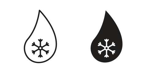 Snowflake droplets icons, Line vector. solid symbol set
