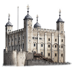 Tower of London isolated on transparent background. PNG