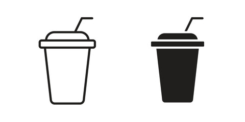 Swoosh Cup icons, Line vector. solid symbol set
