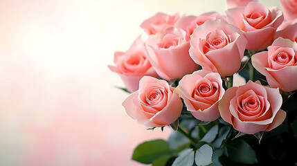 Pink Rose Bouquet Romantic Floral Decoration for Wedding Celebration, Holiday Card, Valentine&rsquo;s Day, Home Decor Design